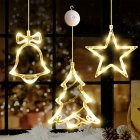 3Pcs Led Christmas Window Lights With Suction Cups 3600 (K) Battery Powered Tree Bell Star Shaped LED Sucker Lamp tree + bell + stars
