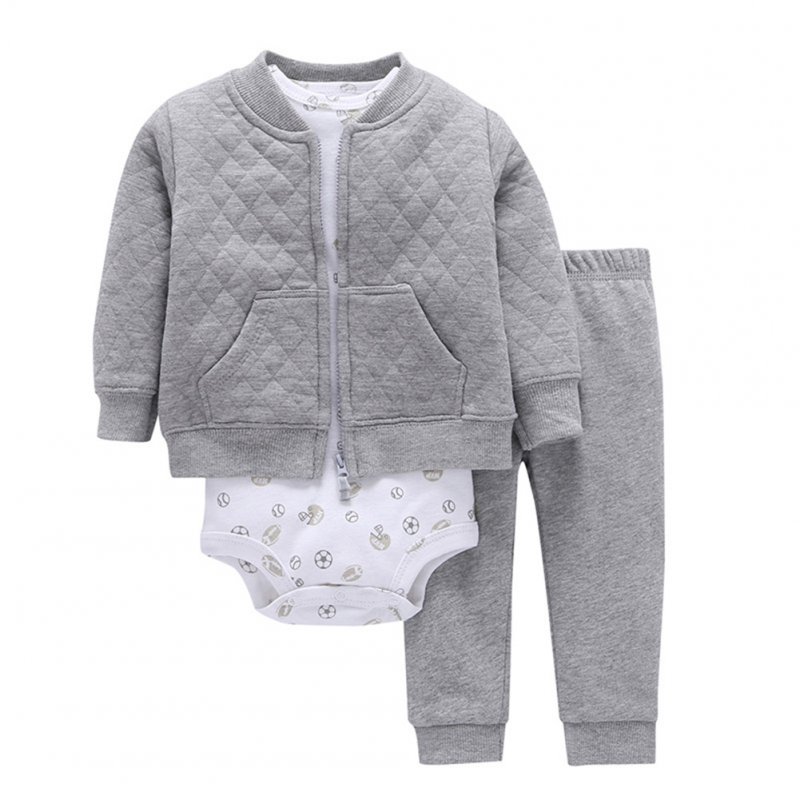 3Pcs/Set Baby Newborn Soft Cotton Jumpsuit Clothes Set Long Sleeve Hooded Jacket + Jumpsuit + Pants Costumes