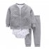 3Pcs Set Baby Newborn Soft Cotton Jumpsuit Clothes Set Long Sleeve Hooded Jacket   Jumpsuit   Pants Costumes