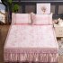 3Pcs Set Detachable Foldable Sleeping Mat with Zipper Jacquard Pillow Case Set  pink