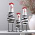 3Pcs Set Wooden Chick Shape Cartoon Ornament Hand Carved Wood Decoration Crafts Black and white