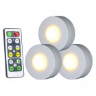 3Pcs Wireless LED Lights Closet Lights with Remote Control Pat Light for Kitchen Under Cabinet Lighting Warm white light 3000K