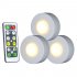 3Pcs Wireless LED Lights Closet Lights with Remote Control Pat Light for Kitchen Under Cabinet Lighting white light 6500K