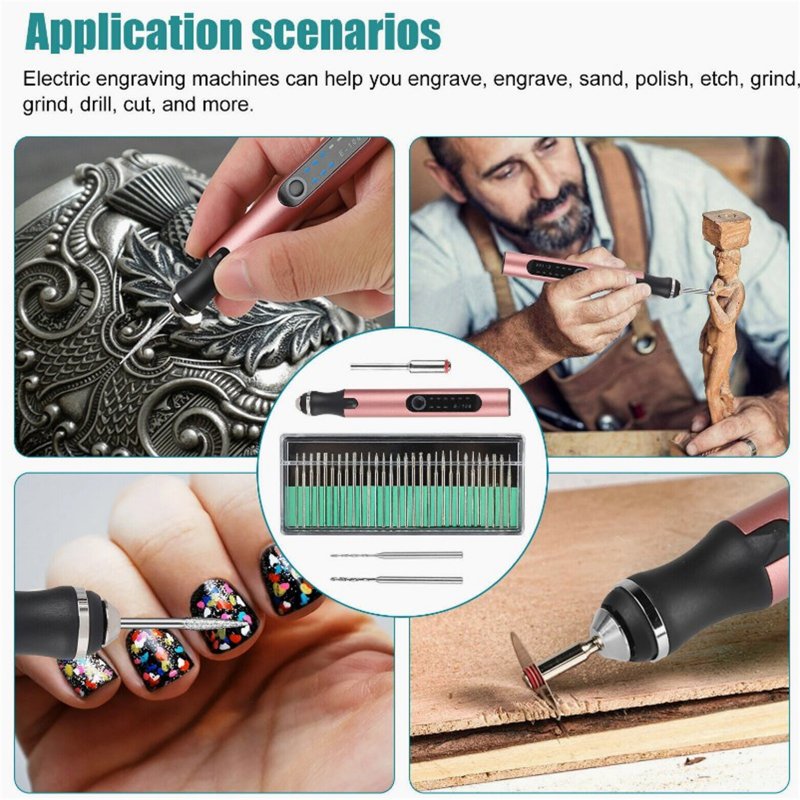 38PCS 10w 4.2v Electric Engraving Pen with 300mah Battery 5000-18000 Rpm Multifunctional Mini Cordless Rotary Tools