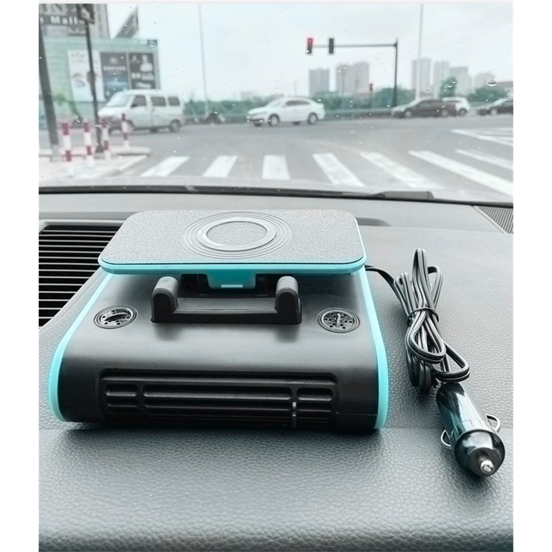 4-in-1 Car Fan Center Console Cooling Fans Wireless Charging Mobile Phone Holder 