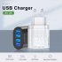 3a 4 Ports Hub Usb  Charger Plug Adapter Fireproof Pc Material Quick Charge Multifunctional Universal Mobile Phone Charger white Eu plug