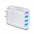 3a 4 Ports Hub Usb  Charger Plug Adapter Fireproof Pc Material Quick Charge Multifunctional Universal Mobile Phone Charger White US plug