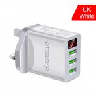 3a Usb Wall Charger Digital Display Quick Charging 3.0 Power Adapter Compatible For Iphone 13 12 Pro Max white UK Plug