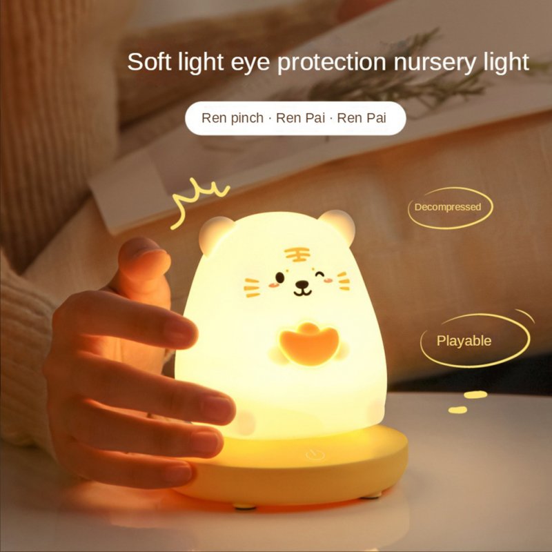 Silicone Led Night Light 1200mah Lithium Battery Cute Animal Bedroom Bedside Table Lamp for Kids Room 