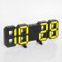3d Led Digital Wall Clock Electronic Table Clock With Memory Function For Living Room Wall Decor Black Shell Blue