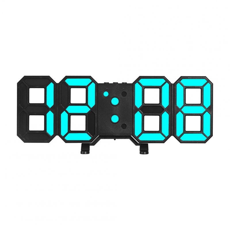 3d Led Digital Wall Clock Electronic Table Clock With Memory Function For Living Room Wall Decor Black Shell Blue