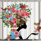 3d Printing Shower  Curtain Waterproof Bathroom Hanging Curtain Decoration Flower and bird girl 150 180cm