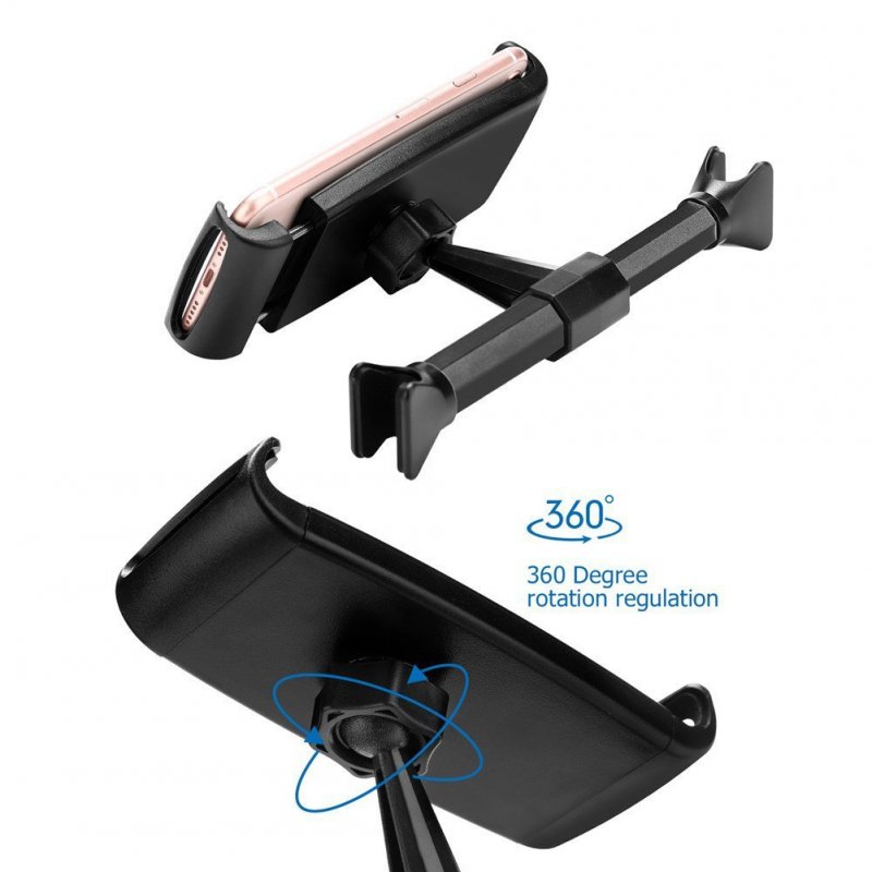 Adjustable Phone Tablet Stand Car Rear Seat Holder Vehicle Headrest Bracket Universal Mount Compatible for Apple iPhone iPad 