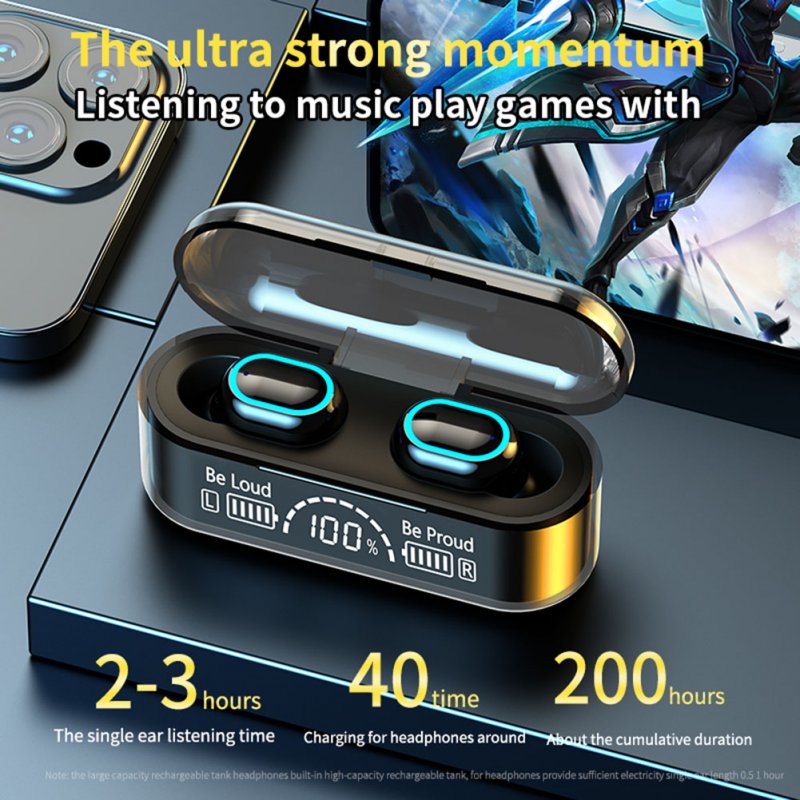 G35 Bluetooth Headset Mini In-ear Wireless Headphone Dual Ear Digital Display Earphone with Charging Case 