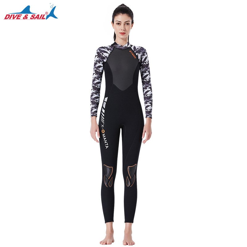 3mm Couples Wetsuit Warm Neoprene Scuba Diving Spearfishing Surfing Wetsuit Female black/white_M