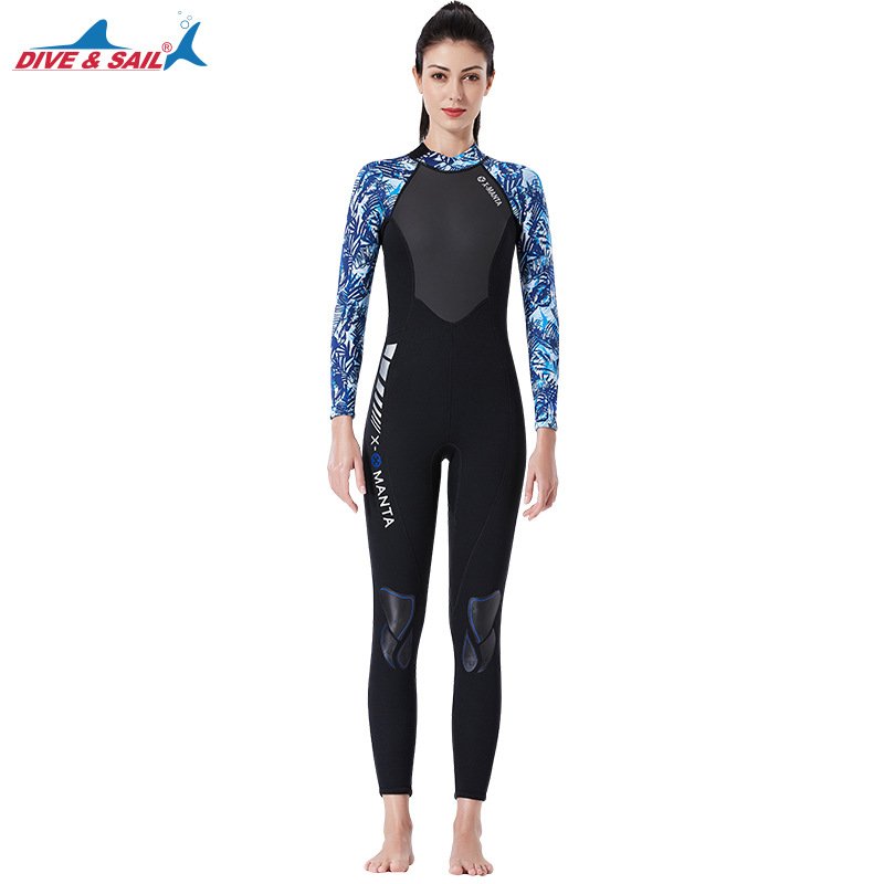 3mm Couples Wetsuit Warm Neoprene Scuba Diving Spearfishing Surfing Wetsuit Female black/blue_S