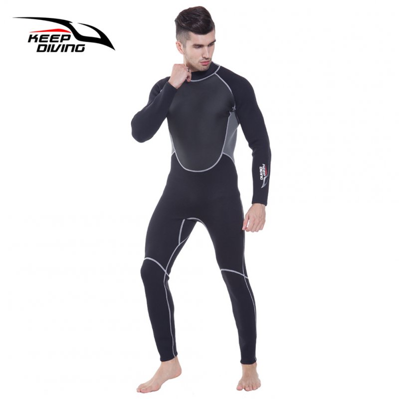 3mm Neoprene Wetsuit One-Piece Close Body Diving Suit for Men Scuba Dive Surfing Snorkeling Spearfishing Plus Size black_L