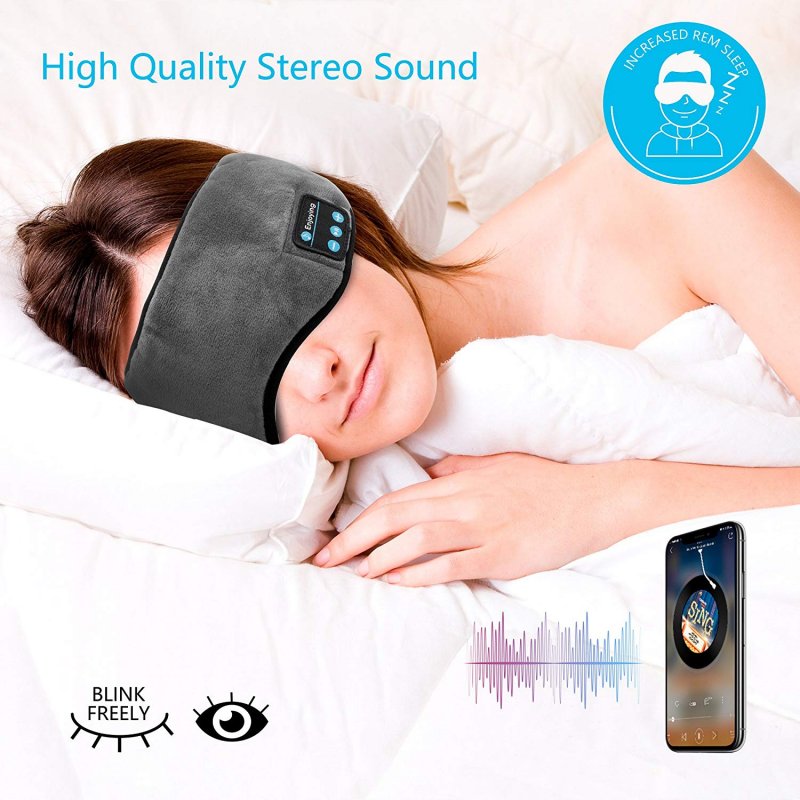 Bluetooth Travel Sleeping Headphone Eye Mask Built-In Speakers Microphone