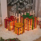 3pcs 50 LEDs Christmas Gift Box Ornament With Bow Remote Control 8 Modes Battery Powered Christmas Lights