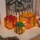 3pcs 50 LEDs Christmas Gift Box Ornament With Bow Remote Control 8 Modes Battery Powered Christmas Lights