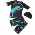 3pcs Boys Split Swimsuit Set Summer Short Sleeves Sunscreen Quick drying Swimwear Swimming Trunk With Swimming Cap blue 7 8years 2XL