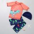 3pcs Boys Split Swimsuit Set Summer Short Sleeves Sunscreen Quick drying Swimwear Swimming Trunk With Swimming Cap black 8 10years 3XL