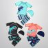 3pcs Boys Split Swimsuit Set Summer Short Sleeves Sunscreen Quick drying Swimwear Swimming Trunk With Swimming Cap black 8 10years 3XL