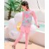 3pcs Children Split Swimsuit Long Sleeves Trousers Surfing Sunscreen Swimwear With Swimming Cap For Girls 322 pink 9 10Y 12
