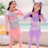 3pcs Children Split Swimsuit Long Sleeves Trousers Surfing Sunscreen Swimwear With Swimming Cap For Girls 322 purple 9 10Y 12