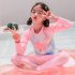 3pcs Children Split Swimsuit Long Sleeves Trousers Surfing Sunscreen Swimwear With Swimming Cap For Girls 322 purple 13 14Y 16