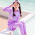3pcs Children Split Swimsuit Long Sleeves Trousers Surfing Sunscreen Swimwear With Swimming Cap For Girls 322 purple 13 14Y 16
