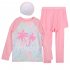 3pcs Children Split Swimsuit Long Sleeves Trousers Surfing Sunscreen Swimwear With Swimming Cap For Girls 322 purple 13 14Y 16