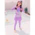 3pcs Children Split Swimsuit Long Sleeves Trousers Surfing Sunscreen Swimwear With Swimming Cap For Girls 322 purple 13 14Y 16
