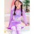 3pcs Children Split Swimsuit Long Sleeves Trousers Surfing Sunscreen Swimwear With Swimming Cap For Girls 322 purple 13 14Y 16