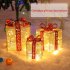 3pcs Christmas Lighted Gift Boxes With Bow Christmas Lighting Box Ornament For Home Indoor Porch Party Decoration White 3pcs set