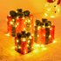 3pcs Christmas Lighted Gift Boxes With Bow Christmas Lighting Box Ornament For Home Indoor Porch Party Decoration White 3pcs set