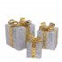 3pcs Christmas Lighted Gift Boxes With Bow Christmas Lighting Box Ornament For Home Indoor Porch Party Decoration White 3pcs set