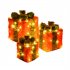 3pcs Christmas Lighted Gift Boxes With Bow Christmas Lighting Box Ornament For Home Indoor Porch Party Decoration red and green
