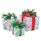 3pcs Christmas Lighted Gift Boxes With Bow Christmas Lighting Box Ornament For Home Indoor Porch Party Decoration 3-color