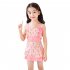 3pcs Girls Split Swimsuit Summer Sleeveless Breathable Bikini Swimwear With Swimming Cap For Summer Hot Spring pink 9 10Y XL