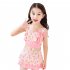 3pcs Girls Split Swimsuit Summer Sleeveless Breathable Bikini Swimwear With Swimming Cap For Summer Hot Spring pink 5 6Y M