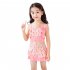 3pcs Girls Split Swimsuit Summer Sleeveless Breathable Bikini Swimwear With Swimming Cap For Summer Hot Spring pink 5 6Y M