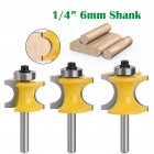 3pcs Half Round Bearing Woodworking Milling Cutter Carbide Tipped Edge Cutting