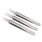 3pcs High Precision Stainless Steel Tweezer Set Elbow Acne Needle Zits Black Head Cosmetic Tools