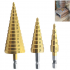 3pcs Hss Titanium Coated Step Drill  Bit Drilling Power Tools Wood Hole Cutter Cone Drill 4 12