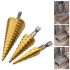 3pcs Hss Titanium Coated Step Drill  Bit Drilling Power Tools Wood Hole Cutter Cone Drill 4 12
