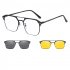 3pcs Men Glasses Set Magnetic Polarized Sunglasses Magnetic Night Vision Sunglasses Anti blue Myopia Glasses C2 black frame