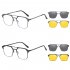 3pcs Men Glasses Set Magnetic Polarized Sunglasses Magnetic Night Vision Sunglasses Anti blue Myopia Glasses C2 black frame