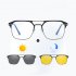 3pcs Men Glasses Set Magnetic Polarized Sunglasses Magnetic Night Vision Sunglasses Anti blue Myopia Glasses C2 black frame