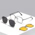 3pcs Men Glasses Set Magnetic Polarized Sunglasses Magnetic Night Vision Sunglasses Anti blue Myopia Glasses C2 black frame